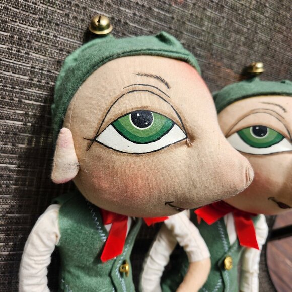 2 Gathered Traditions Joe Spencer Bartholomew Stuffed Christmas Elf Cloth Dolls - Picture 2 of 6
